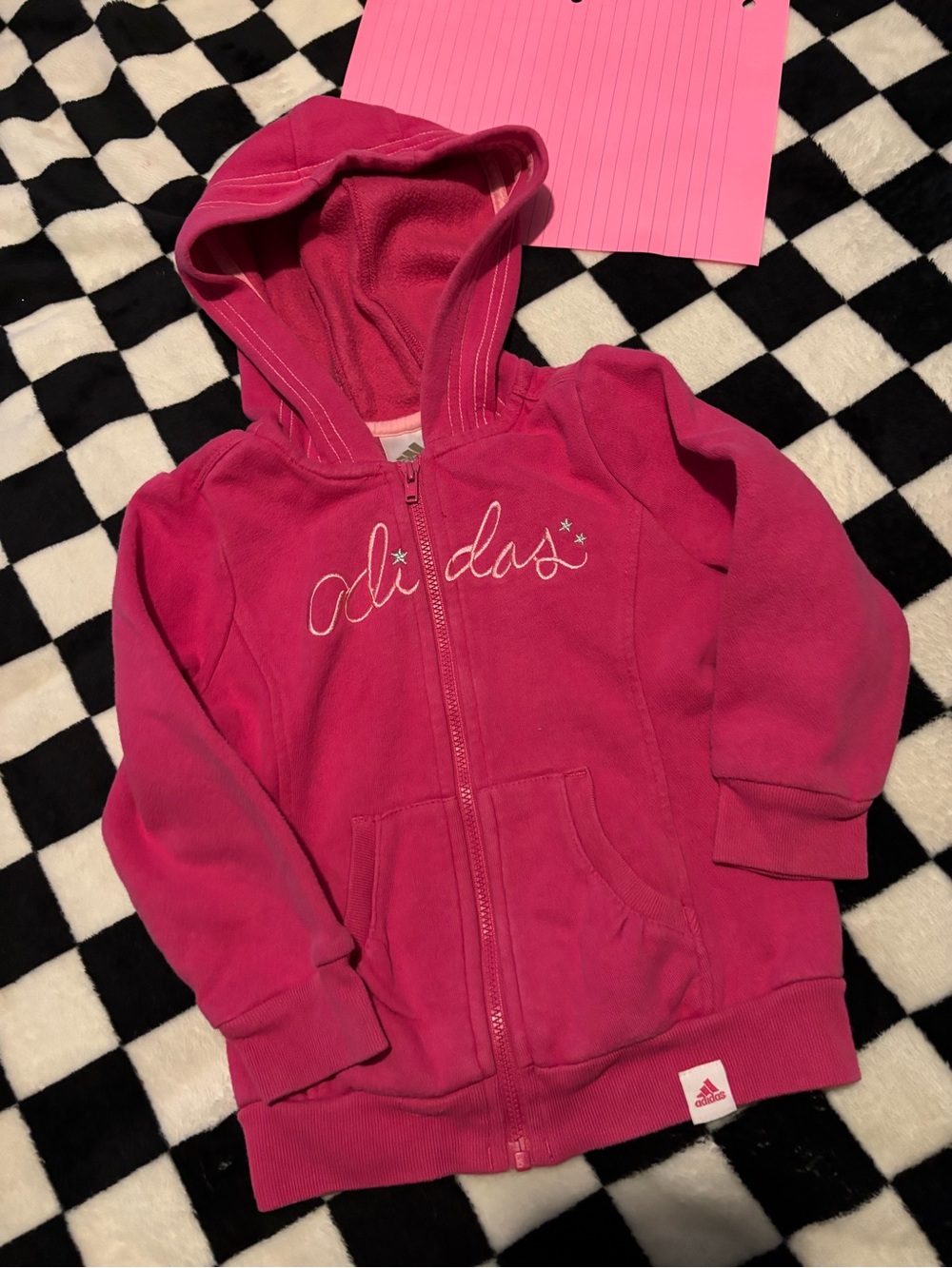 adidas Hot Pink Hooded Zip-Up Sweatshirt for Kids